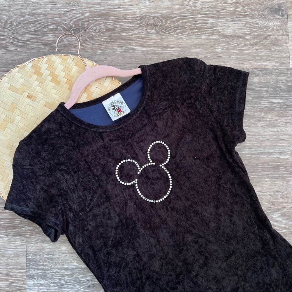 RARE vintage 1995 Mickey & Co little black velvet dress w/ rhinestone Disney - Picture 3 of 9